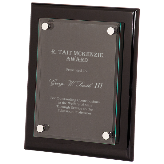 8" x 10" Black Piano Finish Floating Glass Plaque