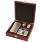Rosewood Finish Flask Set with 7 oz. Flask, Shot Glass, Cards & 5 Dice