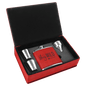 Red 6 oz. Leatherette Flask Set