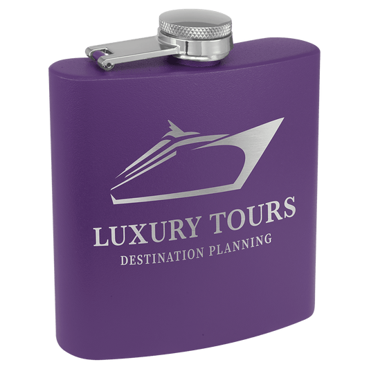 6 oz. Powder Coated Flask Purple
