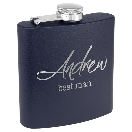 6 oz. Powder Coated Flask Navy Blue