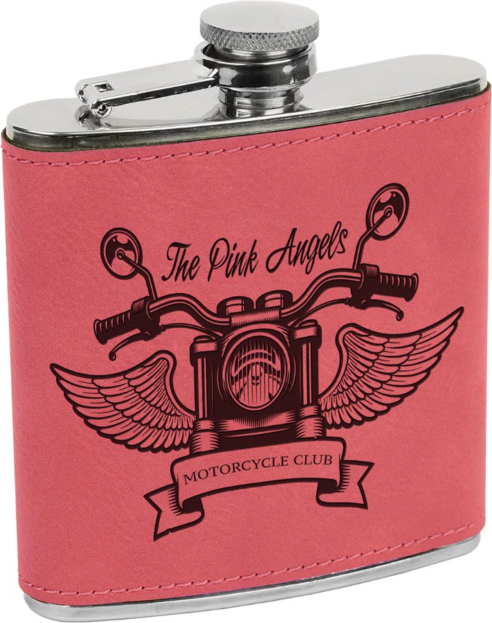 Pink Leatherette 6 oz. Flask
