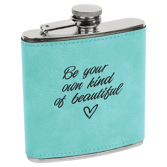 Teal Leatherette 6 oz. Flask