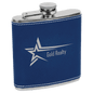 Blue/Sliver Leatherette 6 oz. Flask