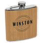 Bamboo Leatherette 6 oz. Flask