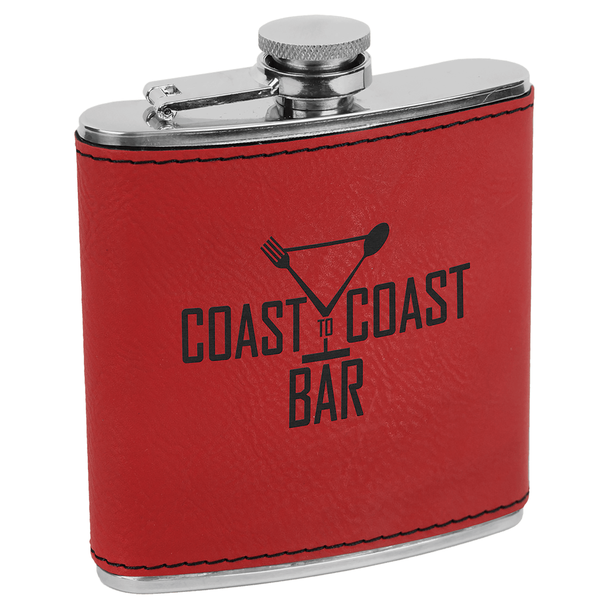 Red Leatherette 6 oz. Flask