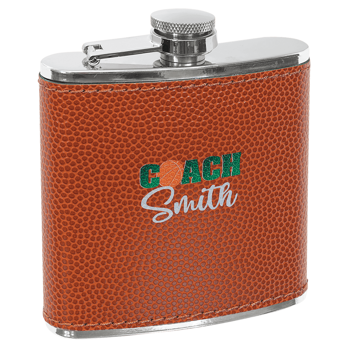 Basketball Leatherette 6 oz. Flask