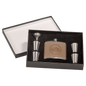 6 oz. Leather Flask Set in Black Presentation Box w/4 Shot Glasses & Funnel