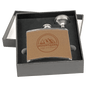 6 oz. Leather Stainless Steel Flask Gift Set in Black Box with Funnel