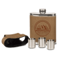 7 oz. Leather Wrapped Flask Kit with Lid & 3 Shot Glasses