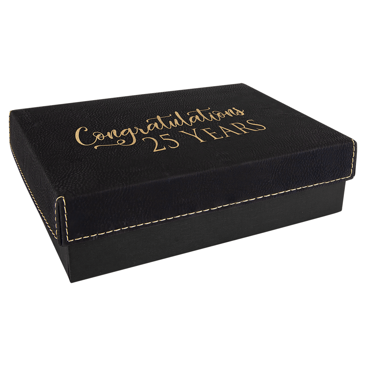 Black/Gold Gift Box with Laserable Leatherette Lid