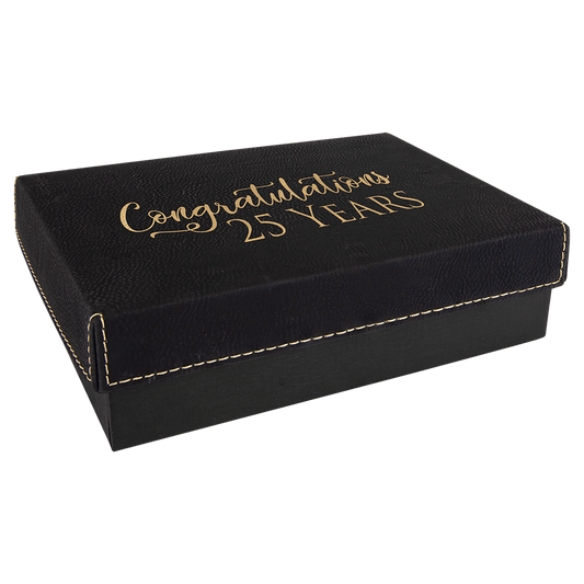 Black/Gold Gift Box with Laserable Leatherette Lid