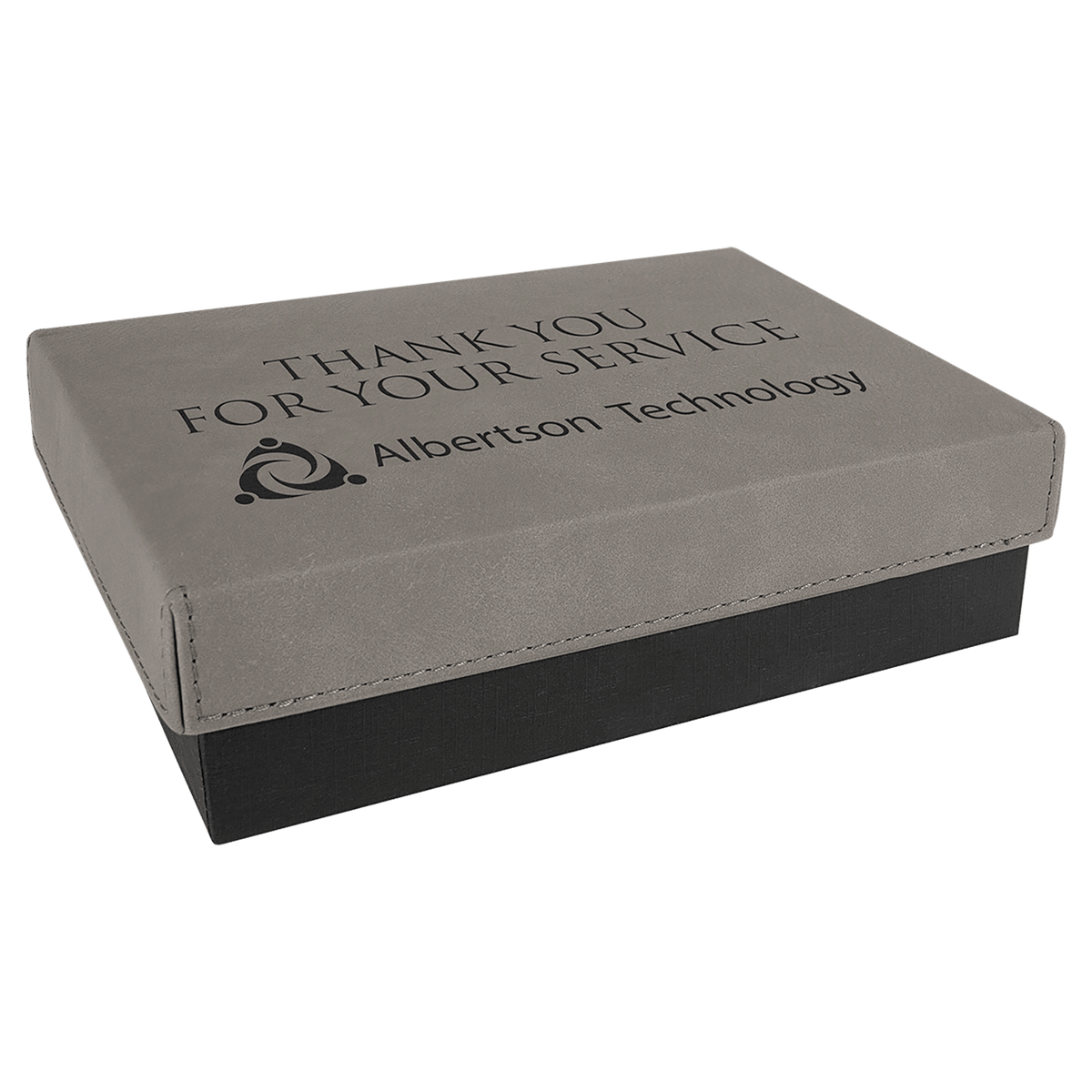 Gray Gift Box with Laserable Leatherette Lid