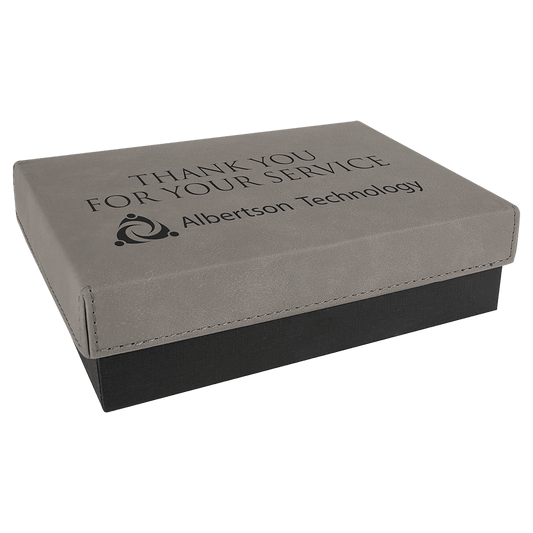 Gray Gift Box with Laserable Leatherette Lid
