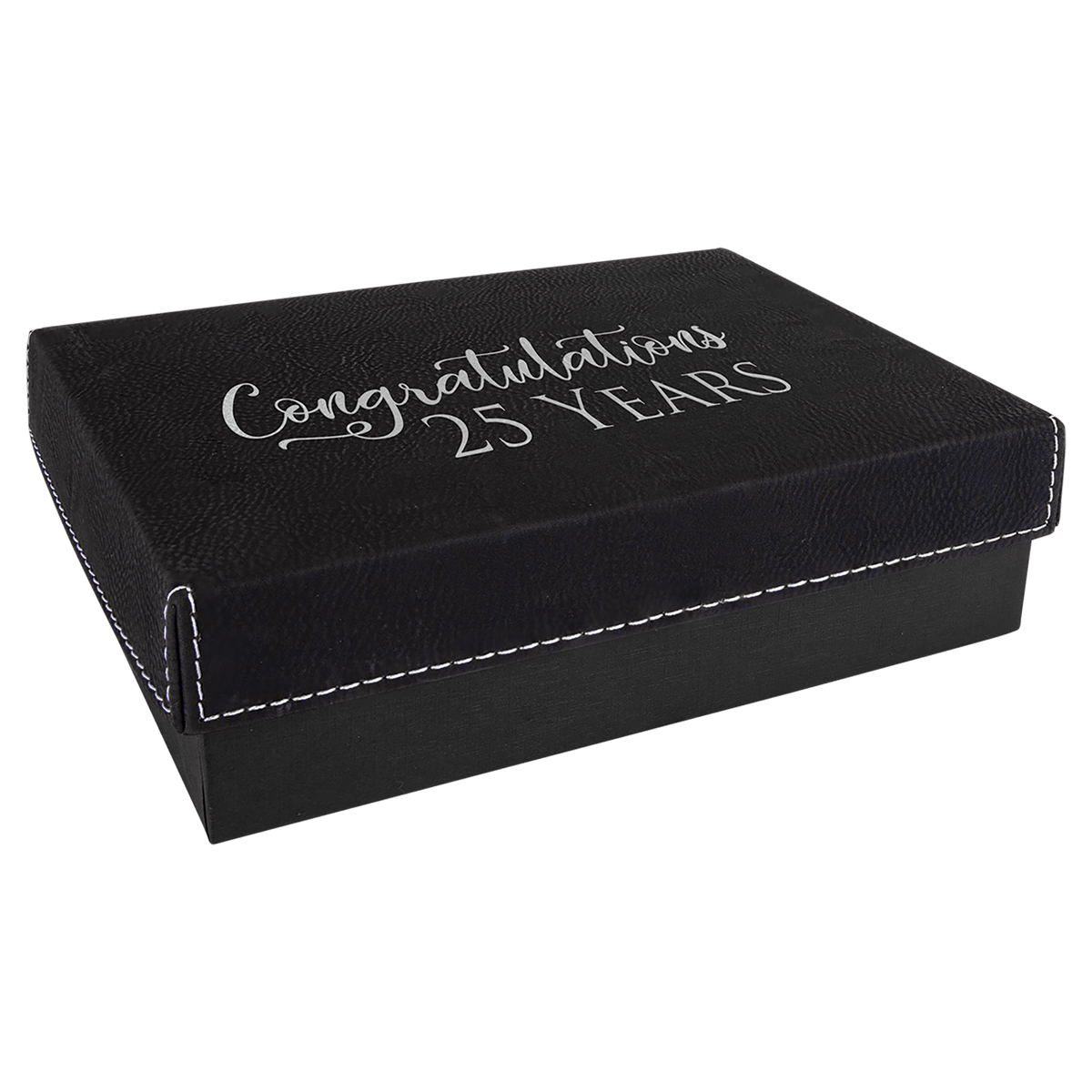 Black/Silver Gift Box with Laserable Leatherette Lid