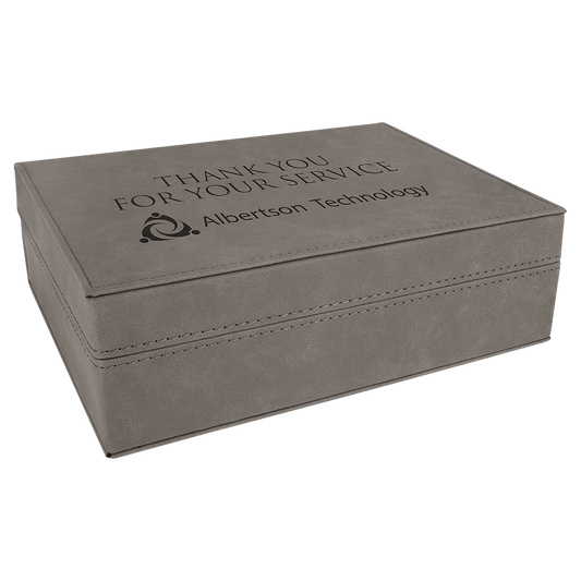 Gray Laserable Leatherette Premium Gift Box