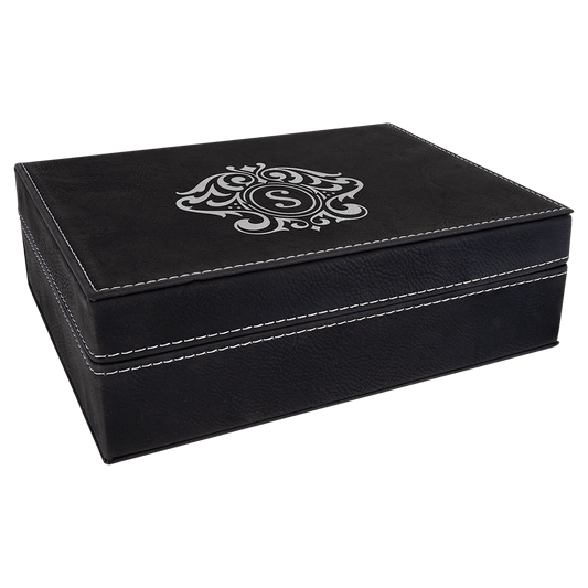 Black/Silver Laserable Leatherette Premium Gift Box
