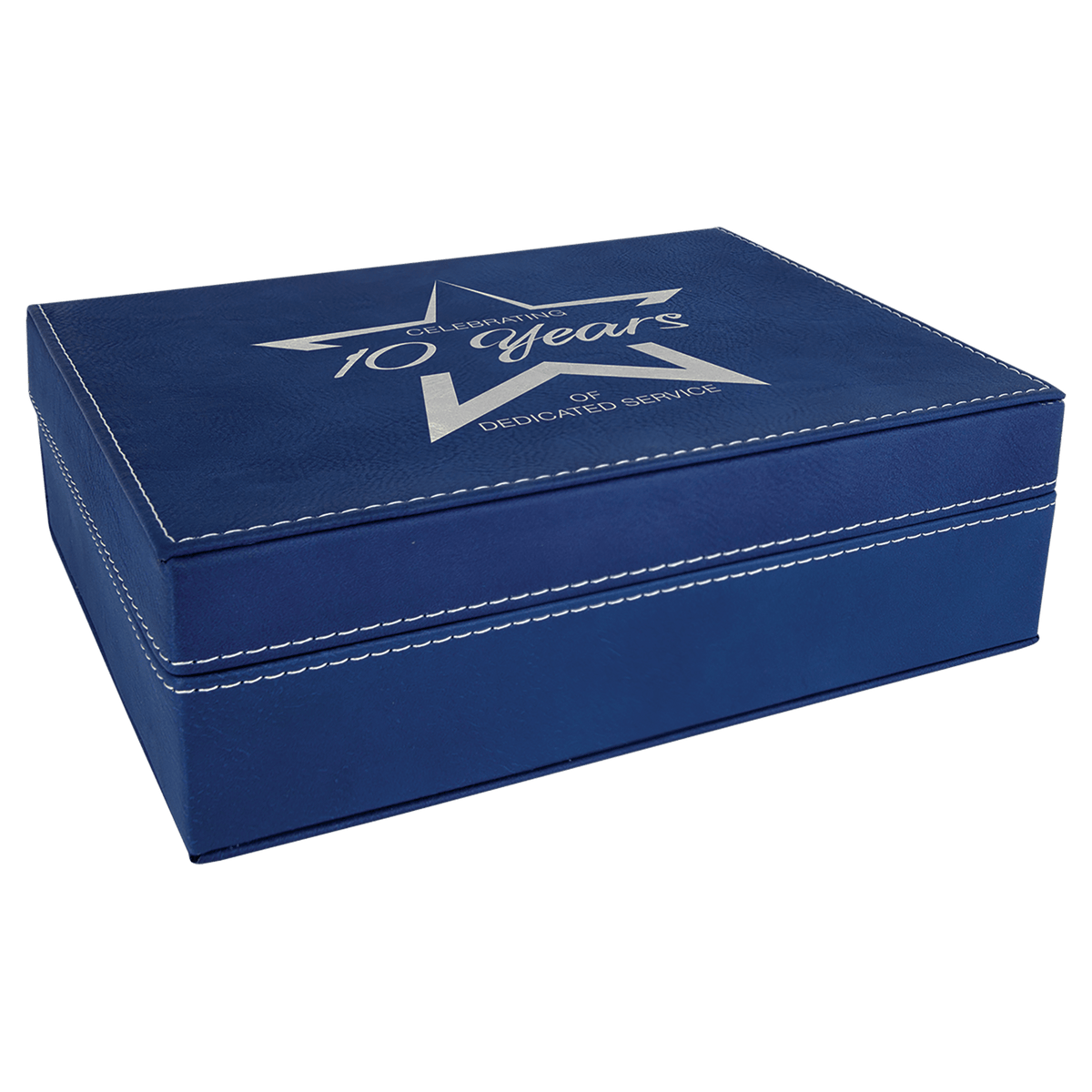 Blue/Silver Laserable Leatherette Premium Gift Box
