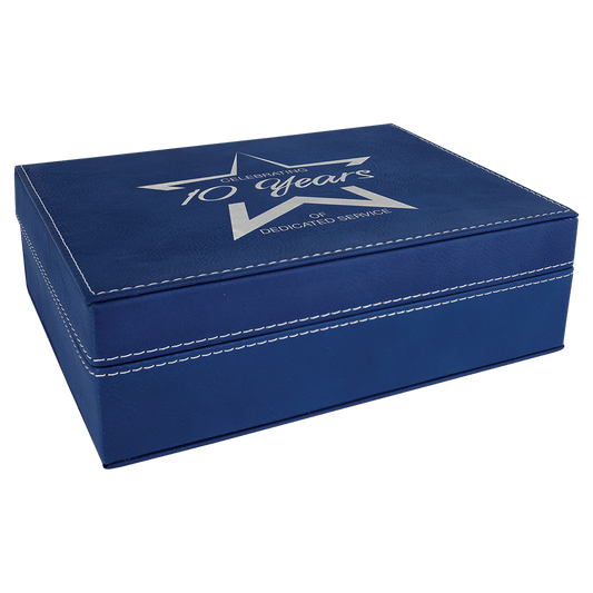 Blue/Silver Laserable Leatherette Premium Gift Box