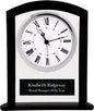 Square Arch Glass Clock with Black Border and Base