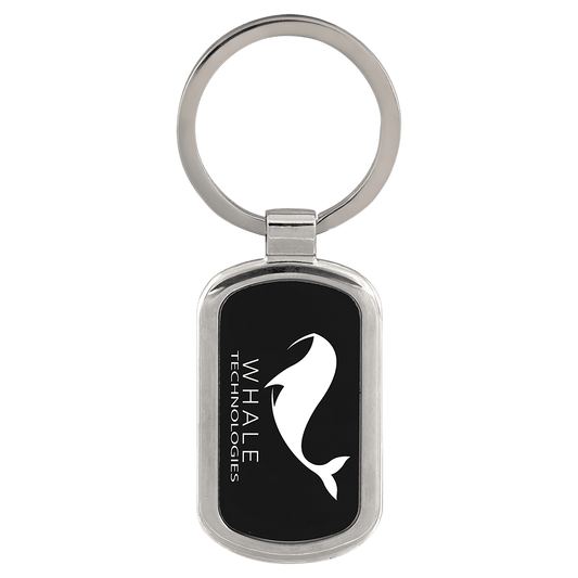 Black Rectangle Anodized Aluminum Keychain