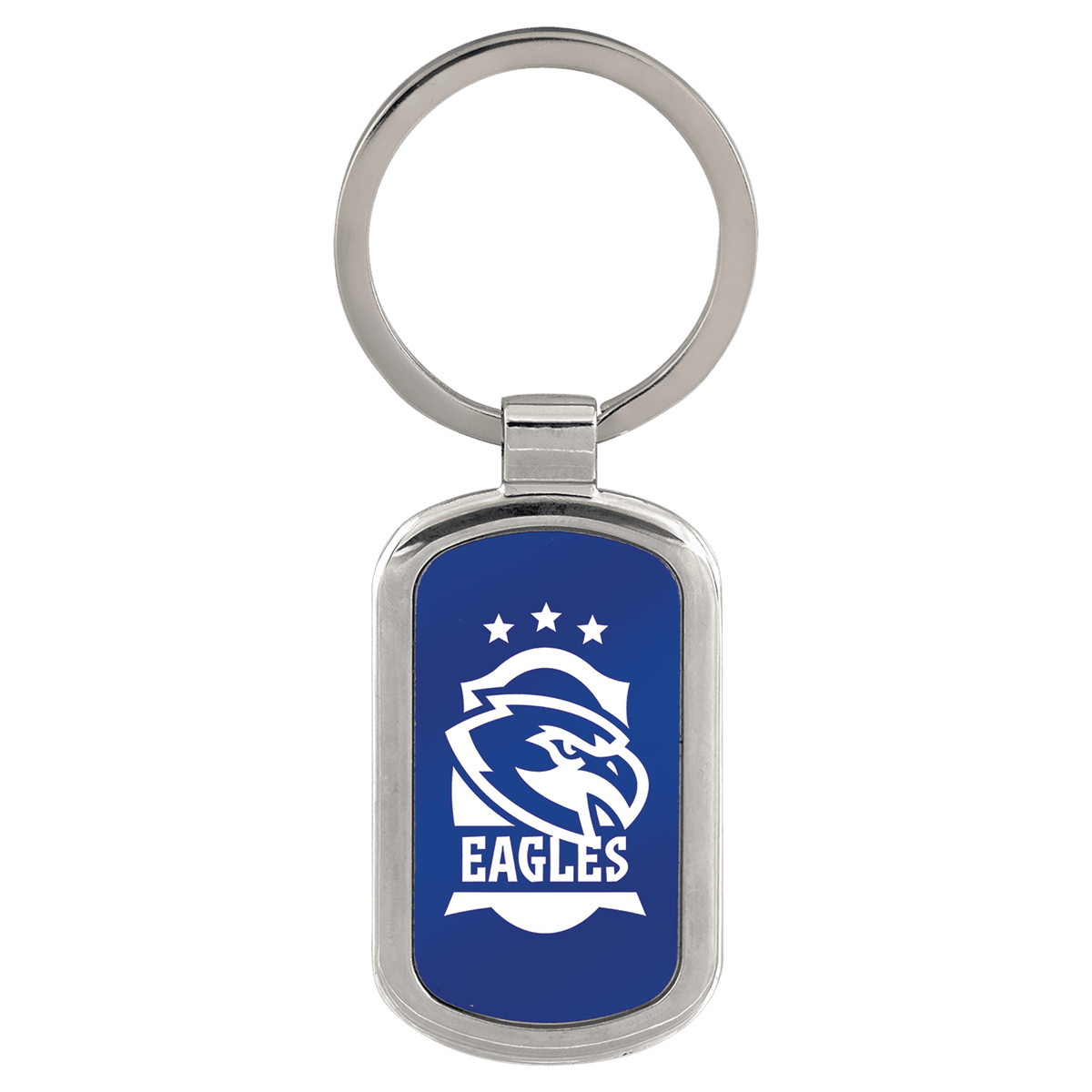 Blue Rectangle Anodized Aluminum Keychain