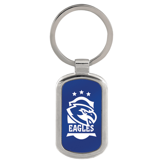 Blue Rectangle Anodized Aluminum Keychain
