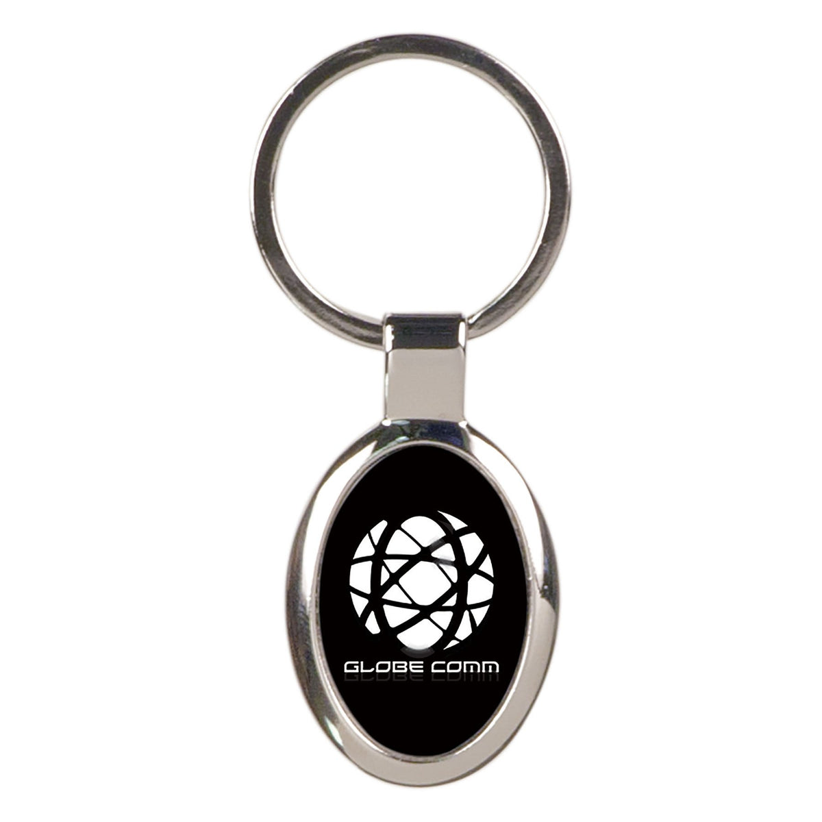 Black Oval Anodized Aluminum Keychain
