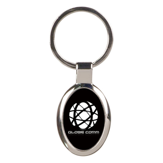 Black Oval Anodized Aluminum Keychain