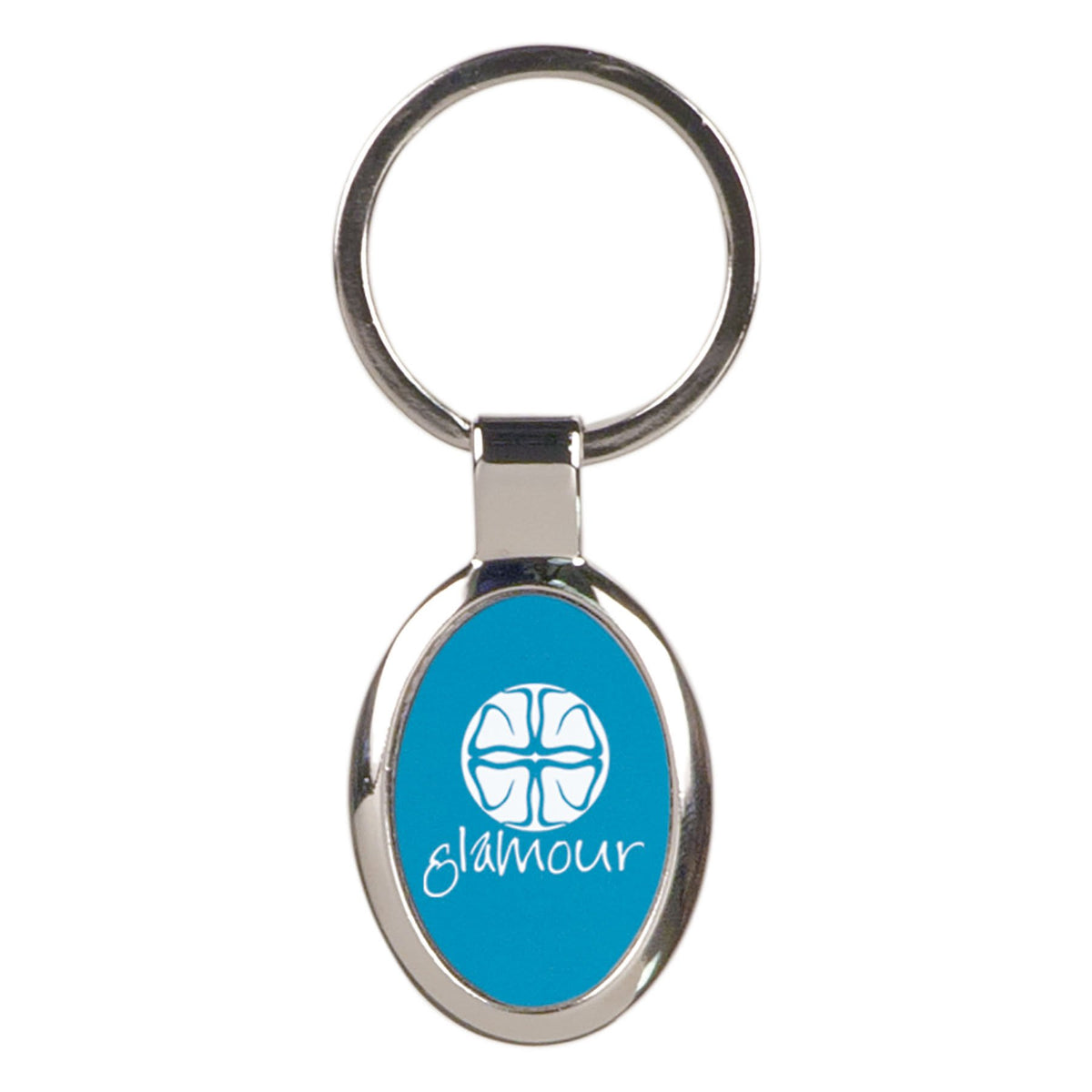 Blue Oval Anodized Aluminum Keychain