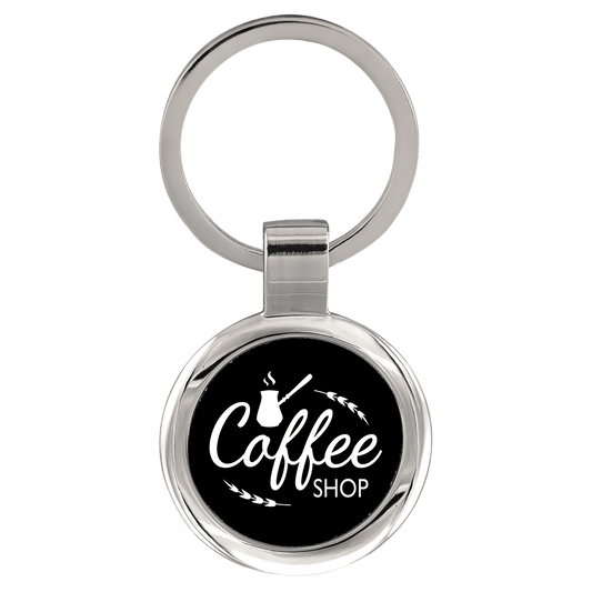 Black Round Anodized Aluminum Keychain