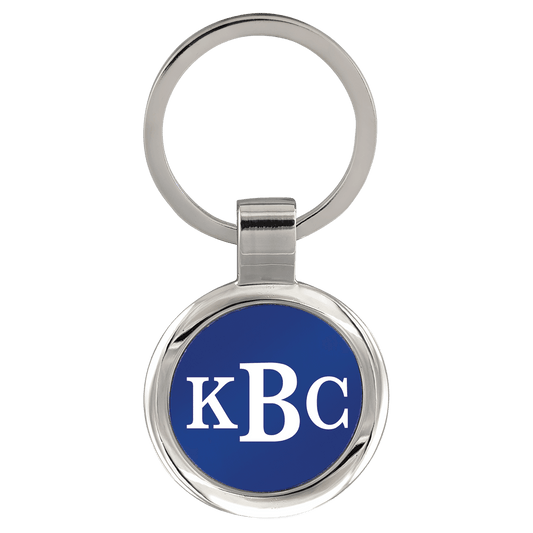 Blue Round Anodized Aluminum Keychain