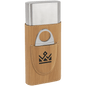 Bamboo Leatherette Wrapped Stainless Steel Cigar Case with Cutter
