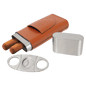 Basketball Leatherette Wrapped Stainless Steel Cigar Case with Cutter