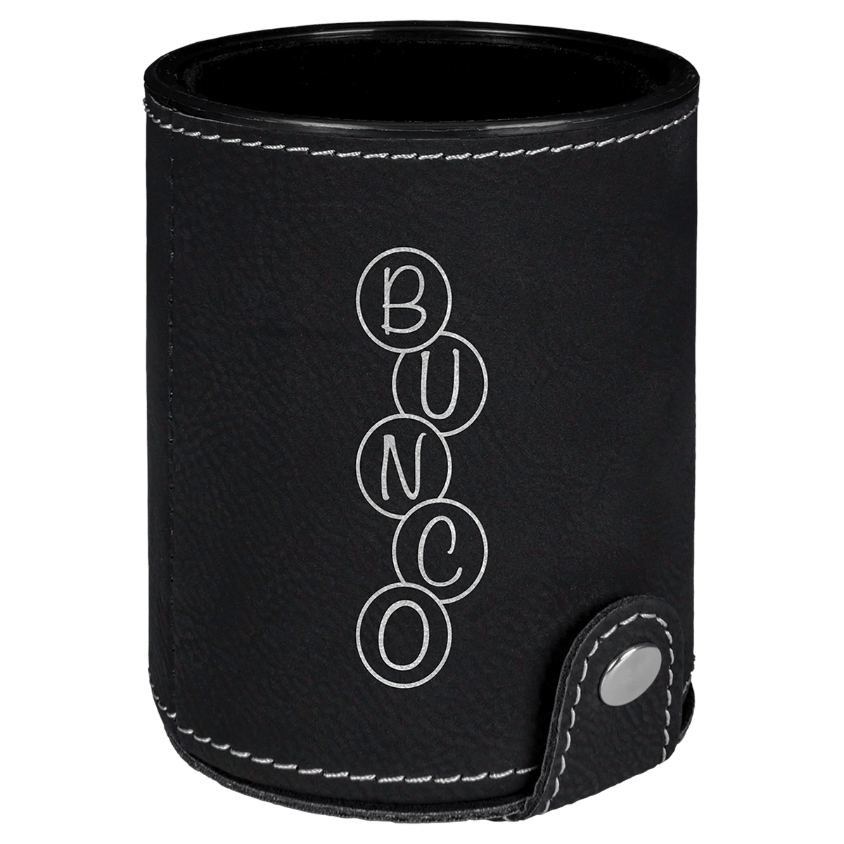 Black/Silver Leatherette Dice Cup Set
