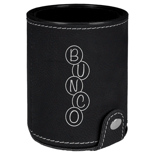 Black/Silver Leatherette Dice Cup Set