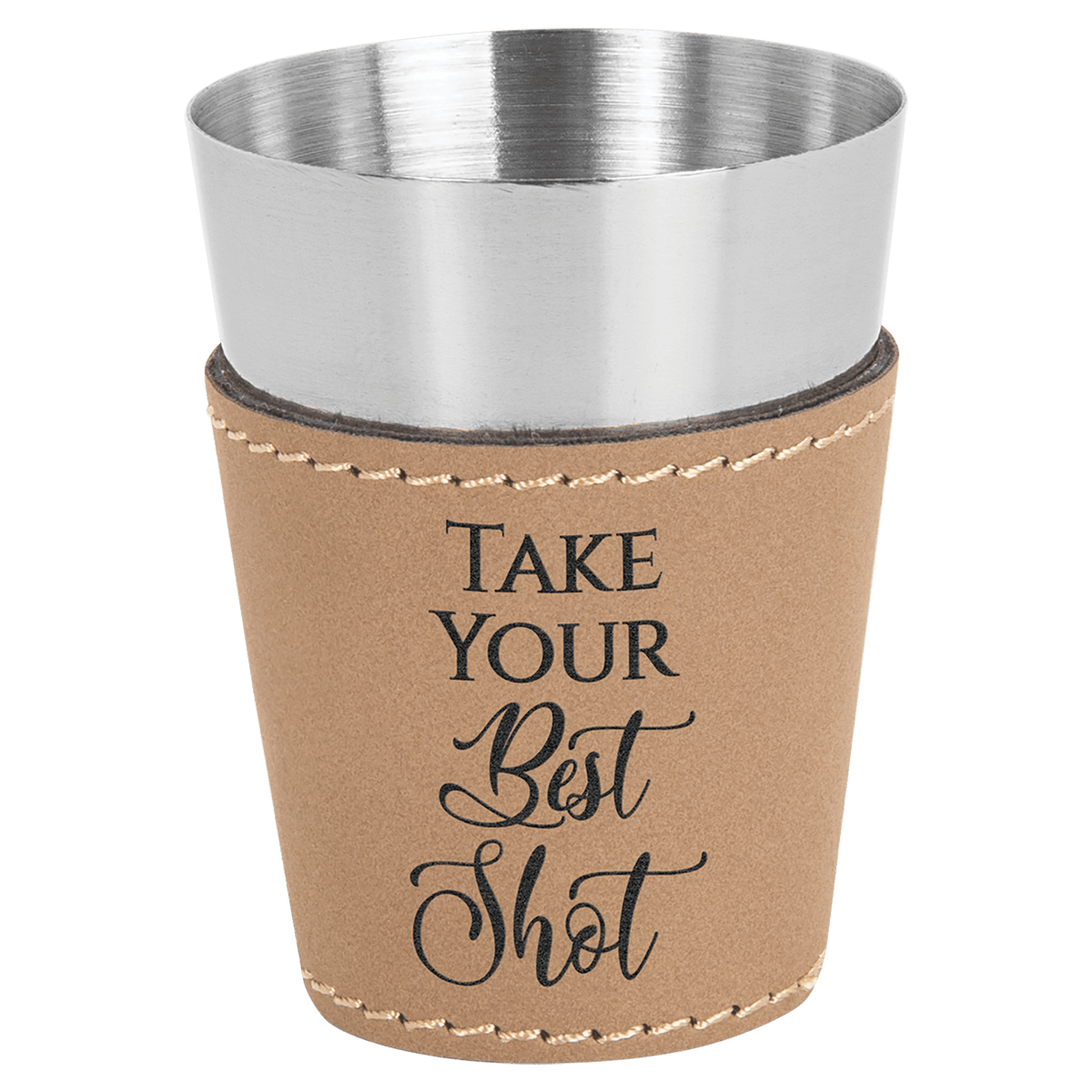 Light Brown Leatherette Shot Glass