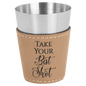 Light Brown 2 oz. Leatherette Wrapped Stainless Steel Shot Glass