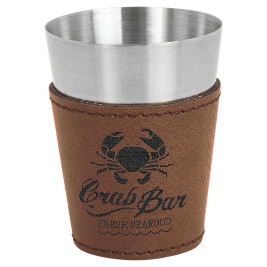 Dark Brown Leatherette Shot Glass