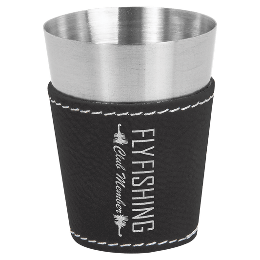 Black/Silver Leatherette Shot Glass