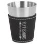 Black/Silver 2 oz. Leatherette Wrapped Stainless Steel Shot Glass