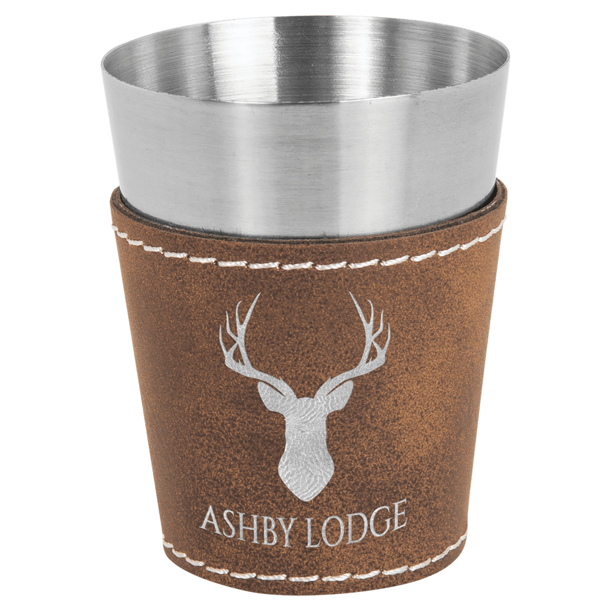 Rustic/Silver Leatherette Shot Glass