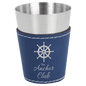 Blue/Silver 2 oz. Leatherette Wrapped Stainless Steel Shot Glass