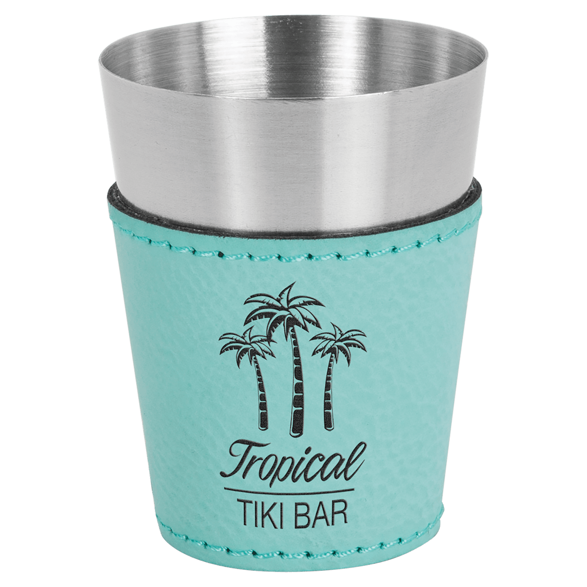 Teal Leatherette Shot Glass