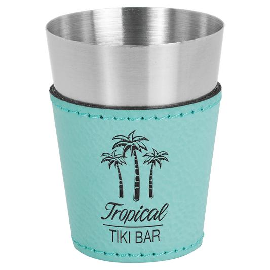 Teal Leatherette Shot Glass