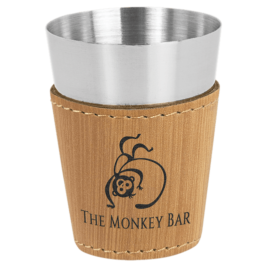 Bamboo 2 oz. Leatherette Wrapped Stainless Steel Shot Glass