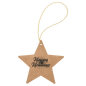 Light Brown Laserable Leatherette Star Ornament with Gold String