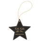 Black/Gold Laserable Leatherette Star Ornament with Gold String