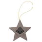 Gray Laserable Leatherette Star Ornament with Gold String