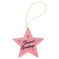 Pink Laserable Leatherette Star Ornament with Gold String